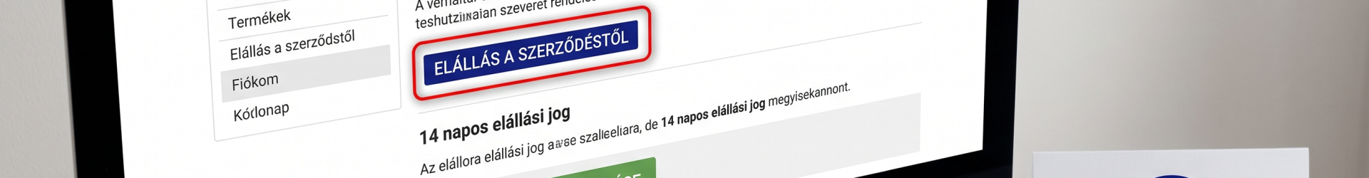 Online elállási gomb