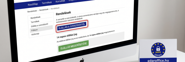 Online elállási gomb